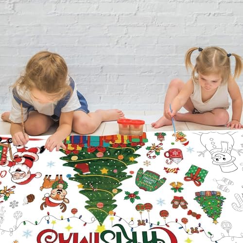 Christmas Coloring Tablecloth, 30 x 72 Inches