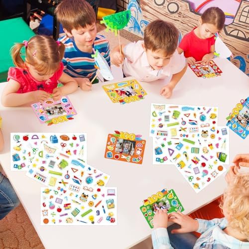 Sereliy 24 Packs 100th Day of School Picture Frame Craft Kits for Kids 100 Days DIY Art Craft 100th Day of School Party Decoration Favor Home Classroom Game Activities (100 Day)