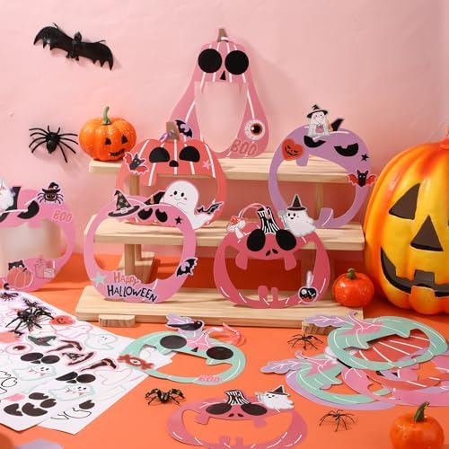 AmazingSpark 25 Pcs Halloween Picture Frame Craft Kits DIY Pumpkin Photo Frames with Halloween Stickers Hanging Pumpkin Picture Crafts for Home Party Activities Decoration