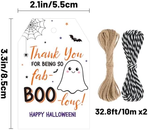 Alynta Halloween Tags with String 50Pcs Happy Halloween Paper Gift Tags