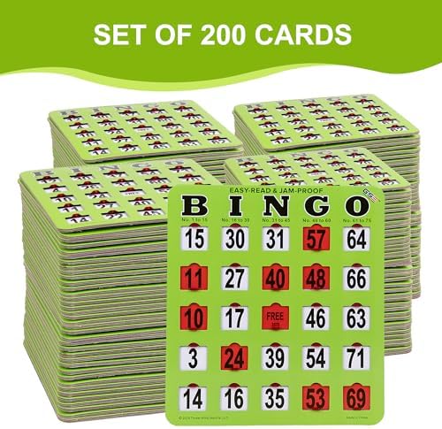 GSE Jumbo Easy-Read Shutter Slide Bingo Cards Bulk, 200-Pack Reusable Cards