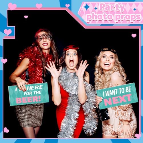 Beeveer 24 Designs Wedding Photo Booth Props, Double Sided PVC Selfie Sign