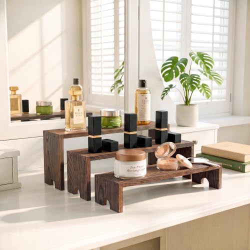 2 Set Wooden Cupcake Stand for Decor, 3 Tiered Display Risers