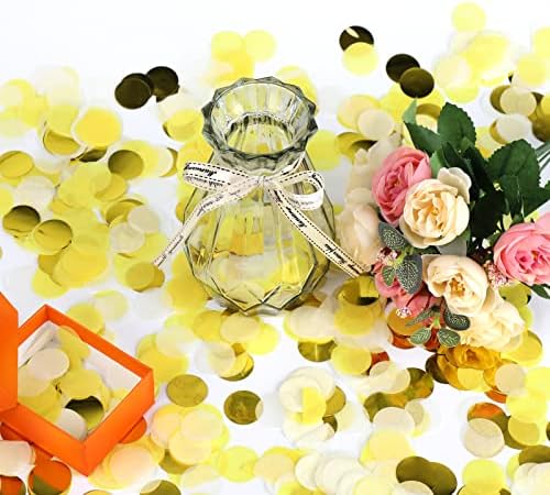 VCOSTORE Gold and Yellow Round Tissue Confetti for Baby Shower Wedding Decor