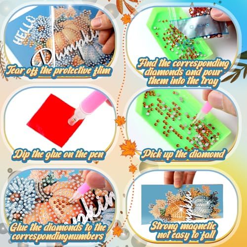 Saillong 12 Pack Blue Fall Diamond Painting Greeting Cards with Envelopes