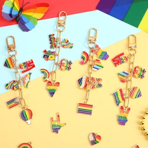 AUGSUN 189Pcs Pride Keychain Making Kit LGBT Rainbow DIY Keychain Craft