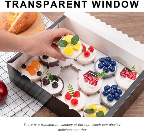 12 Count Cupcake Boxes, 4PCS Cupcake Container with Window and Inserts