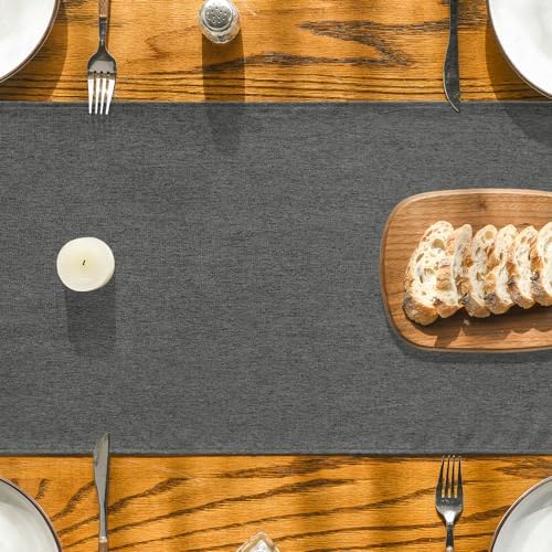 Artoid Mode Grey Table Runner, Seasonal Washable Kitchen Dining Table Decoration for Home Party Decor 13x60 Inch