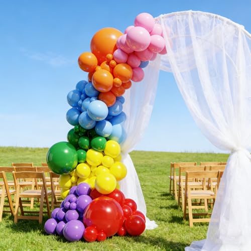 Rainbow Colorful Balloons Arch Kit, 131pcs Party Latex Balloons