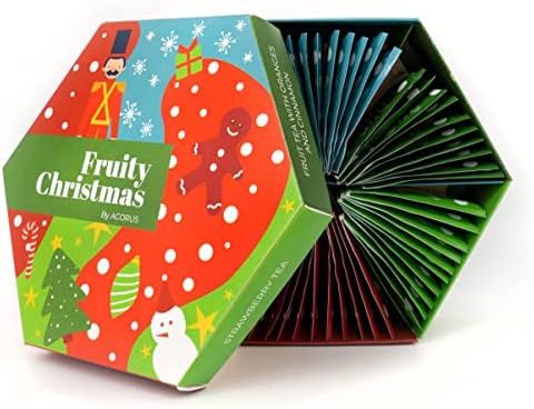 ACORUS Fruity Christmas Tea Set, Fruit Tea Gift Set, 60 Assorted Tea Bags Variety Pack, Fruit Tea Sampler, Specialty Tea Bags Individually Wrapped, Tea Gifts for Women, Men, Tea Lovers