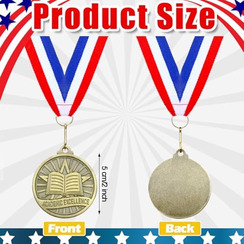 20 Pcs 2'' Awards Medals Bulk Winner Medals with Neck Ribbons Metal Trophy Award Prize Gift for Tournaments, Competitions, Party, Kids and Adults