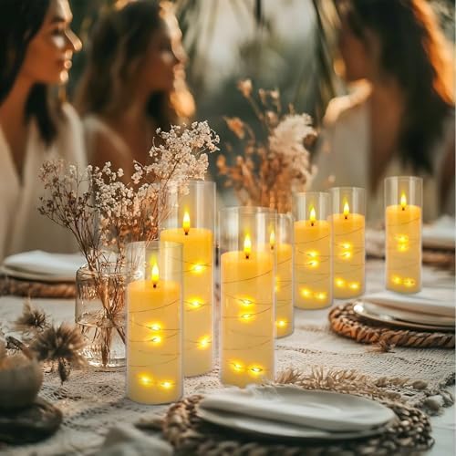 YOROXRG 24 Pack Christmas Decoration Flickering Flameless Candles,Battery Operated Candles,LED String Lights LED Candles for New Year, Home Decor, Parties,Wedding(D2.2 xH 5" 6" 7") (Ivory)