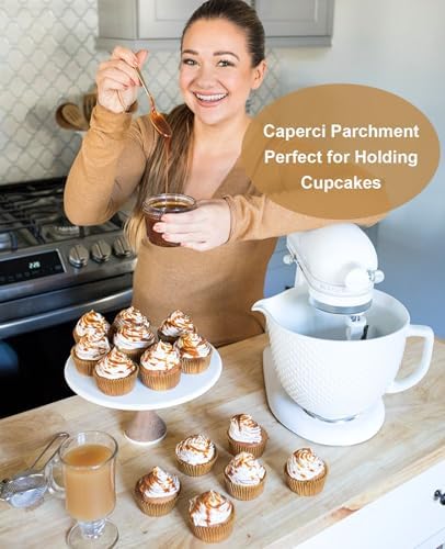 Caperci 200pcs Parchment Jumbo Cupcake Muffin Liners for Baking White Paper