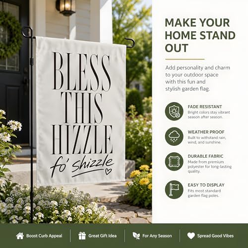 Bless This Hizzle fo’ Shizzle Garden Flag - Double Sided Welcome Garden Flags | Fall Decor Accessories for Garden Yard Porch Patio Lawn Outdoor Outside Decorations