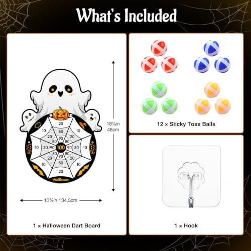 Halloween Games, Halloween Party Supplies Dart Board with 12 Sticky Balls