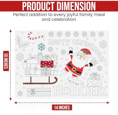 Iconikal 22-Pack Christmas Coloring Place Mats