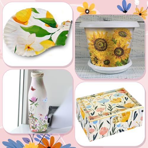 Crtiin 20 Pack Decoupage Napkins Floral Cocktail Decorative Paper Napkins