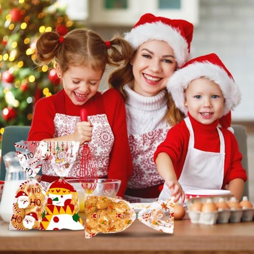 DULEFUN 160PCS Christmas Cellophane Treat Bags 8 Styles with Twist Ties