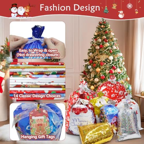 Koncci 36 Pcs Christmas Gift Bags, Assorted Sizes Medium Large Extra Large