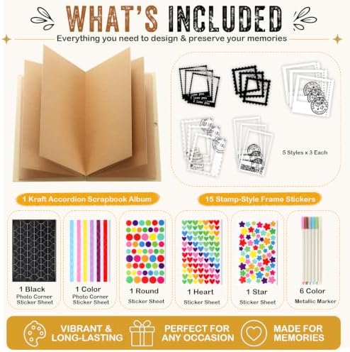 6 x 8 Inch Small Scrapbook Album with Brown Inner Pages