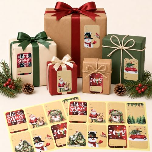 120 PCS 8 Designs Self Adhesive Christmas Gift Tag Stickers