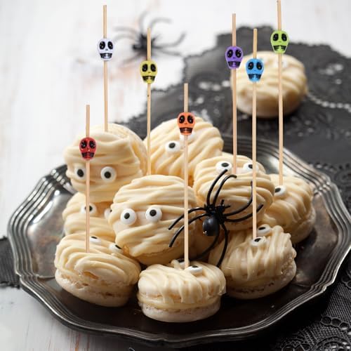 JtmyAota 100 Pack Skull Cocktail Picks, Halloween Toothpicks for Appetizers