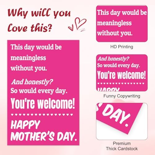 D4DREAM Funny Mothers Day Card rom Daughter Son - Meaningless Without You