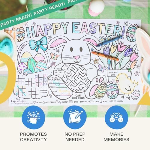 Tiny Expressions Easter Coloring Placemats, Set of 12