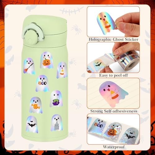 FEBSNOW 600Pcs Halloween Stickers, Holographic Ghost Decals for Kids