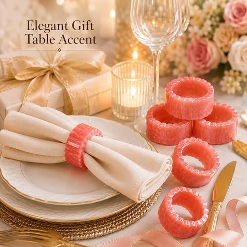 CLEENTABLE Pink Resin Napkin Rings, Set of 12