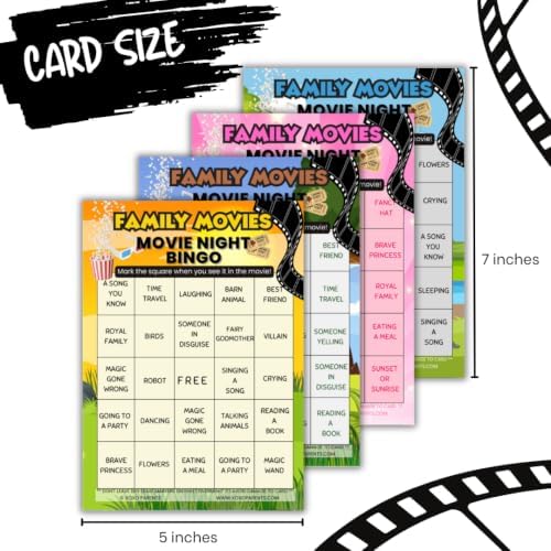 XOXO Parents Movie Night Bingo Cards, Reusable Supplies - Family