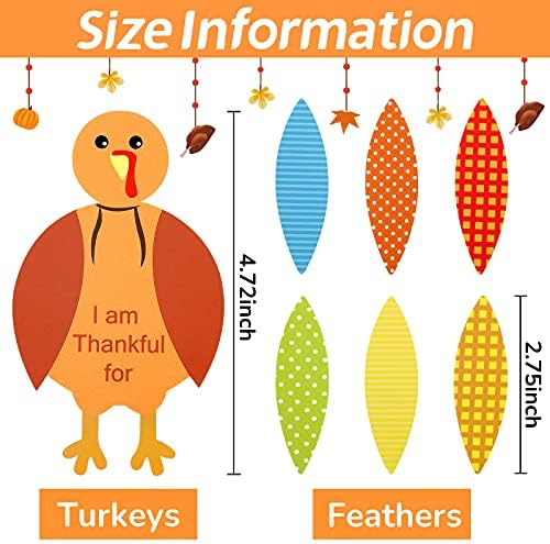Gejoy 56 Pcs Turkey Craft Kits Thanksgiving Party Decorations Orange