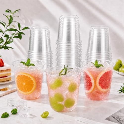 50 Pack 12 oz Clear Plastic Cups, Disposable Lemonade Cups