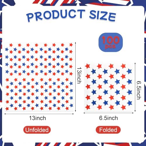 100Pc American Flag Paper Napkins 6.5in Disposable Patriotic Party Napkin