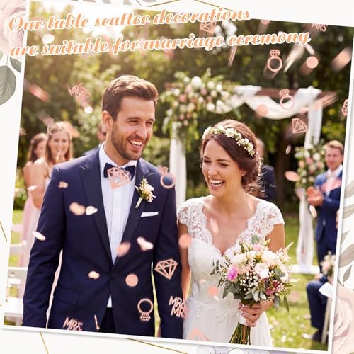 Sumind 220pcs Rose Gold Wedding Table Confetti Mr Mrs Diamond Ring Decor