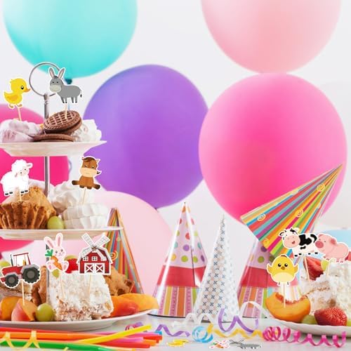 Hooqict 40Pcs Farm Cupcake Toppers Farm Animal Birthday Cake Topper Decorations Cupcake Picks for Kids Boys Girls Baby Shower Birthday Party Decorations Supplies