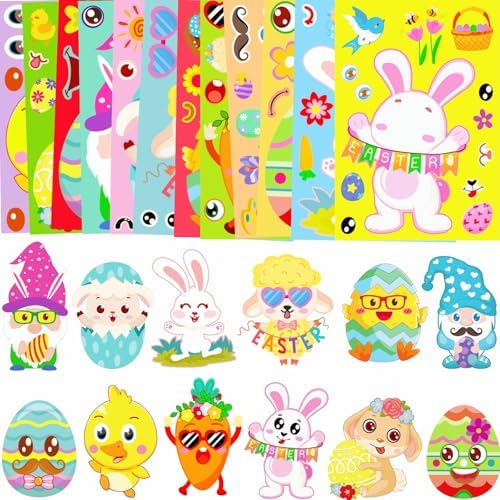 48 PCS Easter Stickers Crafts for Kids, Easter Craft Basket Stuffers