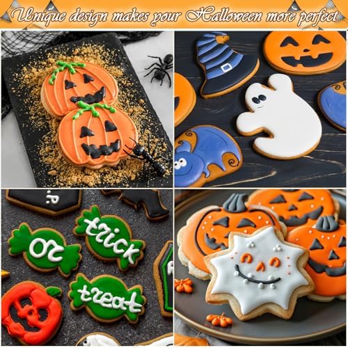 15 Pcs Halloween Cookie Cutters Stainless Steel Fall Cookie Cutter Shape Set DIY Holiday Biscuit Cutter Mold with Ghost Pumpkin and more Halloween Set for Food Party Baking Supplies Decorations
