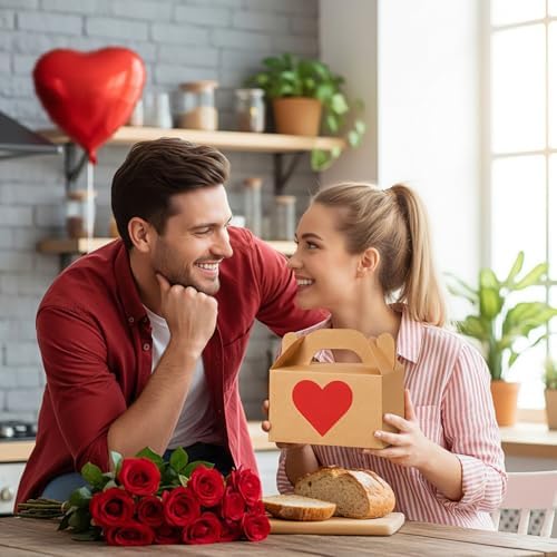 Colarr 48 Pcs Valentine's Gift Boxes with Handle 5.9 x 3.5 x 3.5 Inch