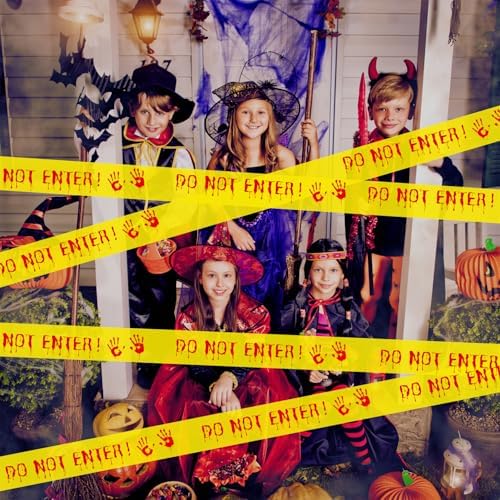 2Pack Halloween Decorations Caution Tape, 2 inch x 82 feet Do Not Enter Caution Tape Roll Yellow Scary Hazard Warning Tape Safety Outdoor DIY Spooky Decorative for Party,Door,Danger Areas, Barricade