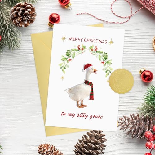 D4DREAM Silly Goose Funny Christmas Card for Couple Husband Wife