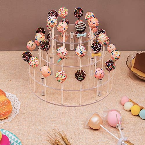 YestBuy Cake Pop Display Stand, 36 Hole Cake Pop Holder, Lollipop Holder for Weddings, Birthday Parties, Anniversaries Gift, Halloween, Christmas Candy Decorative (Clear)