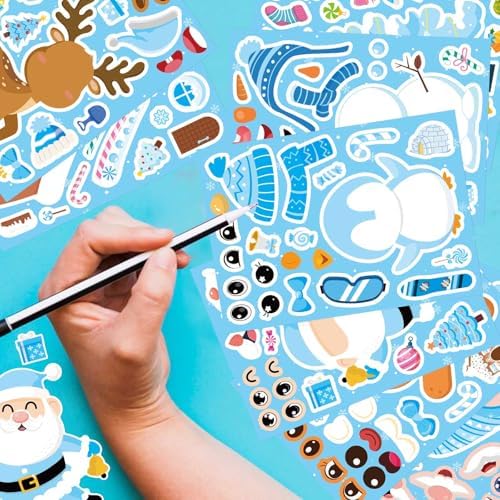 32 Sheets Make Your Own Christmas Stickers, Winter Stickers for Kids