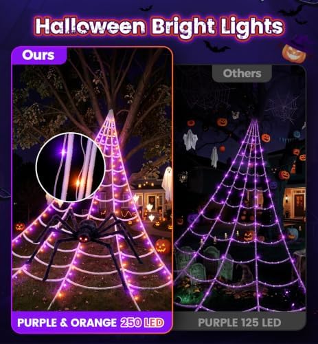 Upgrade Halloween Spider Web Decorations Outdoor + 59" Giant Spider Décor