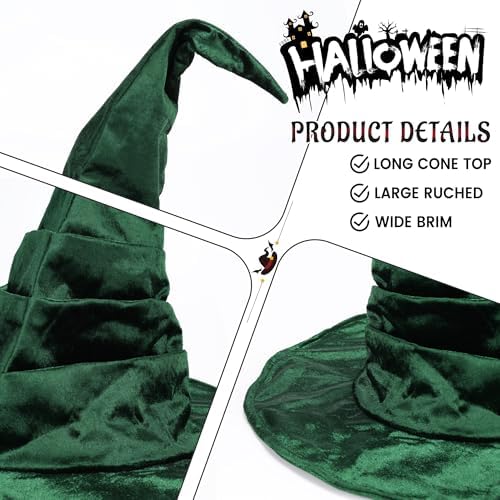 Ibeauti Witch Hat Women Large Ruched Halloween Witch Hat Costume Accessory for Party