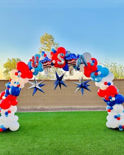 Red White and Blue Balloons Arch Kit 124pcs different sizes