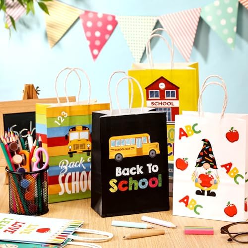Kolldenn 24 Pcs Back to School Gift Paper Bags with Handles