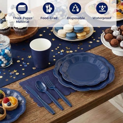 175 Pcs Navy Blue Plates and Napkins Serve Blue Party Supplies 25 Guest
