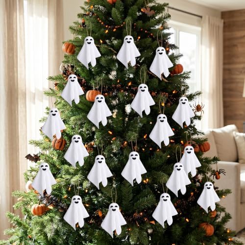 24 Pcs Halloween Hanging Ghost Cloth Decoration Small White Ghost Ornaments