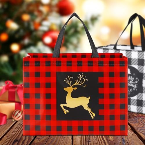 YANGTE 16 Pack Extra Large Christmas Gift Bags, Reusable Tote Bags with Handle Non-Woven Christmas Grocery Shopping Totes for Holiday Xmas, 20" × 15.7" × 7"